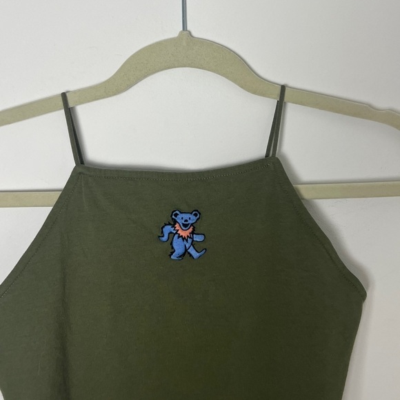 American Eagle Olive Green Grateful Dead Graphic Retro Bodysuit Top Size Medium - Picture 5 of 12
